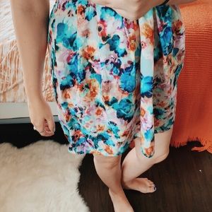 Pleated Mini Floral Skirt